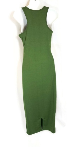 Olive green Hourglass Bodycon Midi Dress Large - Picture 3 of 6